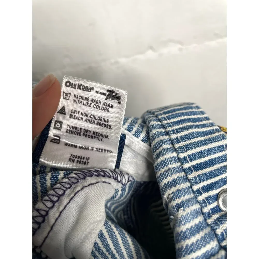 NEW Vintage Oshkosh B'Gosh Boys Blue Striped Overalls Vestbak 18 Months